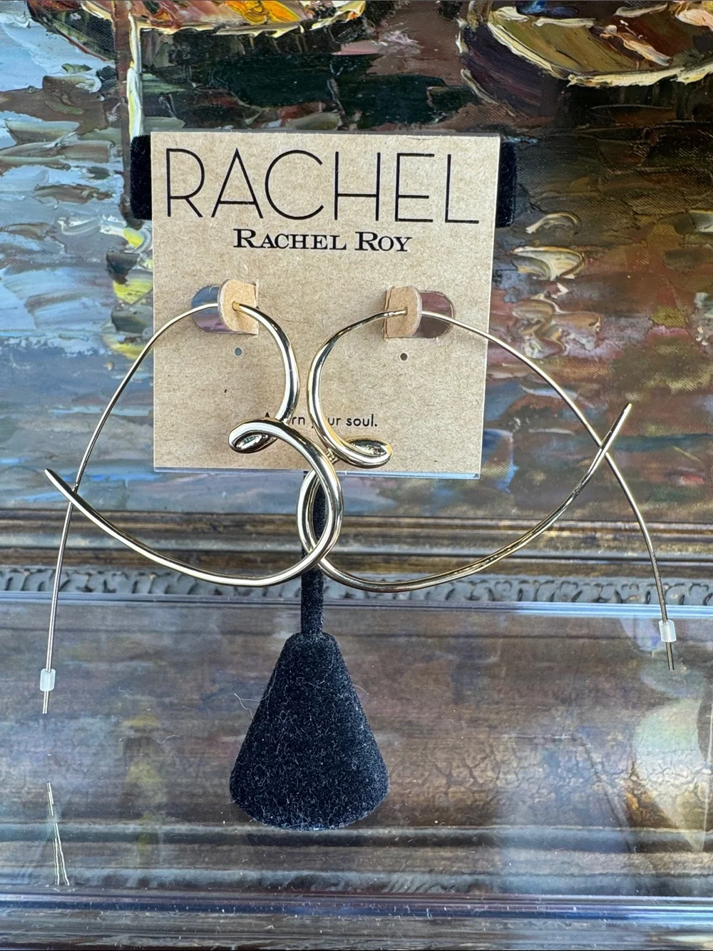 0561-Rachel‎ Heart Gold Knot Hoop Earrings
